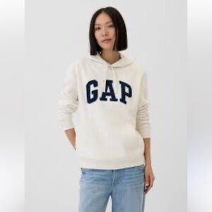 GAP Logo Hoodie 100% Cotton White Womens Size Small